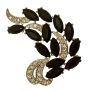 60s Era Large Vienna Nights Black & Rhinestone Brooch 