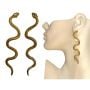 90s Long Gold Snake Earrings w Rhinestone | 3.5'' Drop 