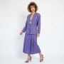 80s Purple Linen Skirt Suit | Oversized Blazer & Tailored Midi Skirt | 27'' Waist