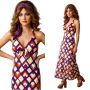 70s Psychedelic Print Maxi Halter Dress |