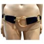Y2K Black Leather & Gold Ring Statement Belt