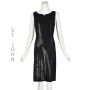 ST. JOHN Black Santana Knit Sleeveless Paillette Cocktail Dress SZ 12-14