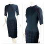 50s Black Rayon Fringed Open Back Cocktail - Party Dress by Nathan Strong, B34