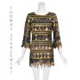 THOMASZ STARZEWSKI Black Silk & Harlequin Pattern Metallic Tunic SZ 6