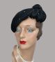 Vintage 50s Black Straw Asymmetrical Cocktail Hat
