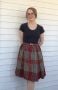50s Plaid Pleated Skirt Toni Owen Sportswear Box Pleat Red Ivory Black 24 Waist XS