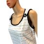 90s Red Star Cotton Spandex Tank Top Navy Trim M