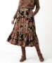 70s Romantic Ruffle Hem Floral Velvet Midi Length Prairie Skirt | XS/S