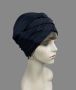 Vintage 70s Black Grosgrain Ribbon Turban Hat