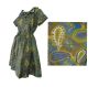 Vintage 1960s Belted Day Dress Green Blue Paisley Print ''Miss Smith'' Size Large