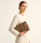 70s Taupe Leather Clutch Shoulder Bag Slouchy Minimalist Purse