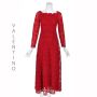 VALENTINO Vintage Couture Red Guipure Lace Evening Gown - Ankle Length - SZ 2/4