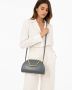 Vintage Jacques Vert Dove Gray Leather Half Moon Bag Made in Italy