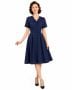 1950s Navy Blue Day Dress with Scalloped Neckline