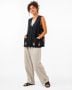 1990s Boxy Fit Rayon Vest with Floral Print on Black | Vintage size S
