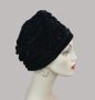 Vintage Black Velvet Ruched Turban Hat