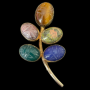 D’Abros Egyptian Revival Scarab Brooch – 12K Gold-Filled, Semi-Precious Stones