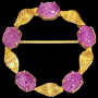 Vintage Egyptian Revival Amethyst Scarab Wreath Brooch – W.E. Richards 12K Gold‑Filled, c. 1960s–70s