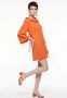 60s Orange Babydoll Micro Mini Dress with Ruffle Collar & Bell Sleeves | S