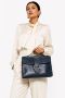 1970s Pierre Balmain Blue Leather Top Handle Satchel with Silver Hardware