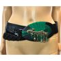 80s Black Leather Snakeskin Fan Sword Statement Belt S–M