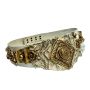 80s White Gold Baroque Statement Wide Leather Belt S/M