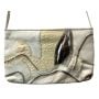 1980s White and Silver Leather Patchwork Shoulder Bag