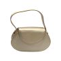 80sPearl White Leather Structured Top Handle Handbag