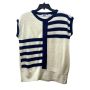 80s Chic White & Navy Blue Sleeveless Sweater Vest Tunic | Oversized S