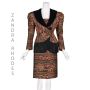 ZANDRA RHODES Rare '80s Jacquard Suit with Black Velvet Lapels & Long Black Fringe SZ SM