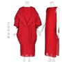 ZORAN Vintage Bright Red Silk Oversized Open Jacket w/Hood & Shift Dress SZ SM