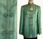 Vintage 60s Mint Green Silk Jacquard Asian Jacket, New With Tags, Size L Large