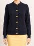 60s Cashmere Cardigan Sweater, Black Cable Knit, Gold Tone Metal Buttons, Size L Large