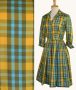 1960s Silk Plaid Shirt Dress, Serbin of Florida Shirtdress, Small